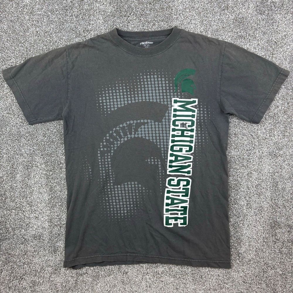 Vintage Y2K Michigan State Spartans Shirt Mens Medium Gray MSU Sparty Logo